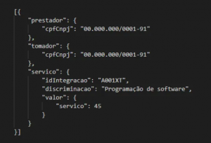 exemplo de uma estrutura JSON na API REST