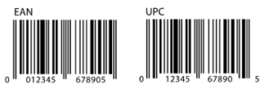 Exemplo da diferença entre o código EAN e UPC