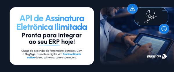 banner promocional da solução de assinatura eletrônica PlugSign que oferece os planos de assinatura ilimitada e por documento.