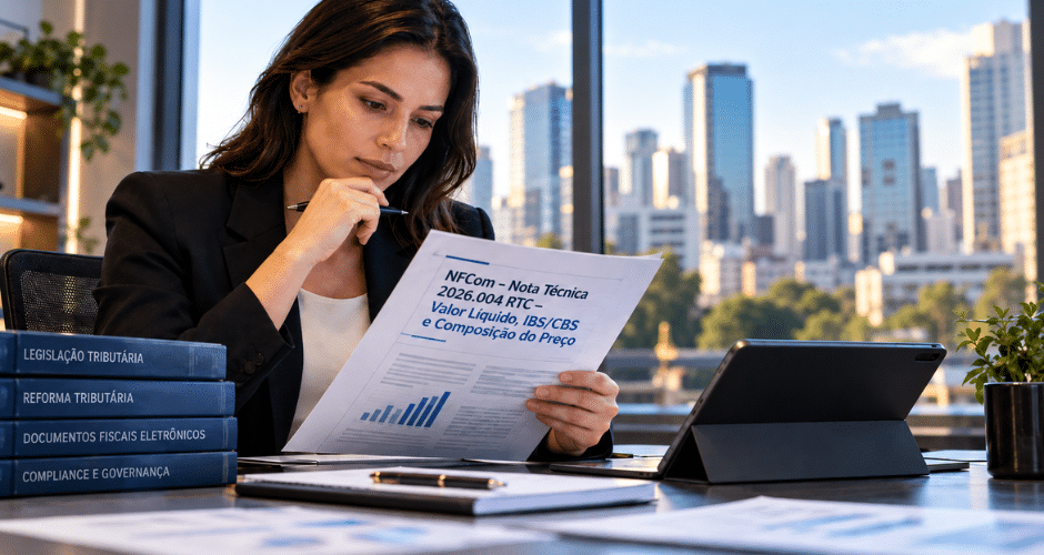 NFCom – Nota Técnica 2026.004 RTC – Valor Líquido, IBS/CBS e Composição do Preço